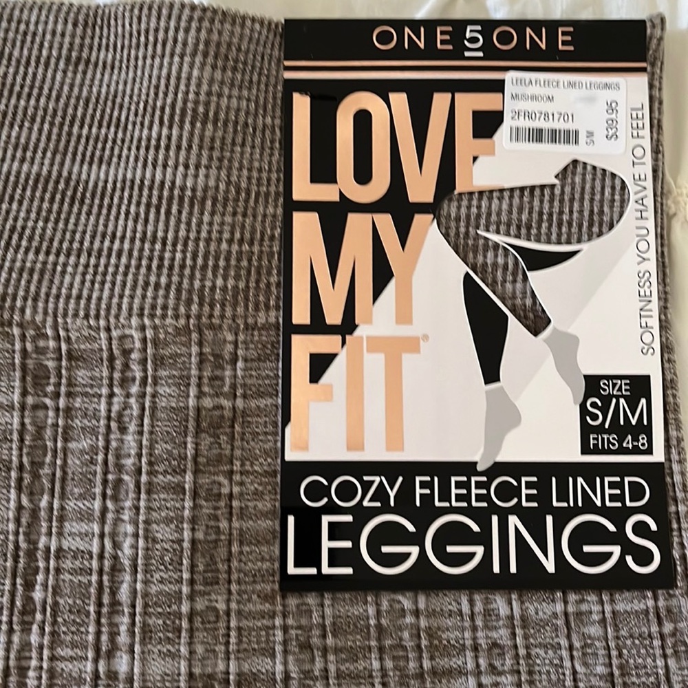 One 5 One Leela Fleece Lined Leggings. Size S/M Mushroom